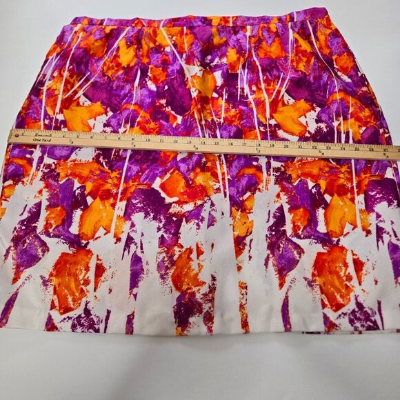 Abstract Multi-Color Purple Orange White Midi Skirt Plus Size 22W - Picture 8 of 13
